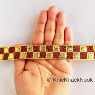 Brown and Gold Jacquard Weaving Trim, Trim By 2 Yards, Craft Decorative Ribbon
